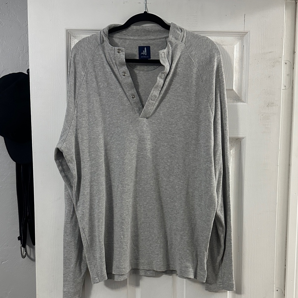 johnnie-O Gray Long Sleeve Henley Shirt